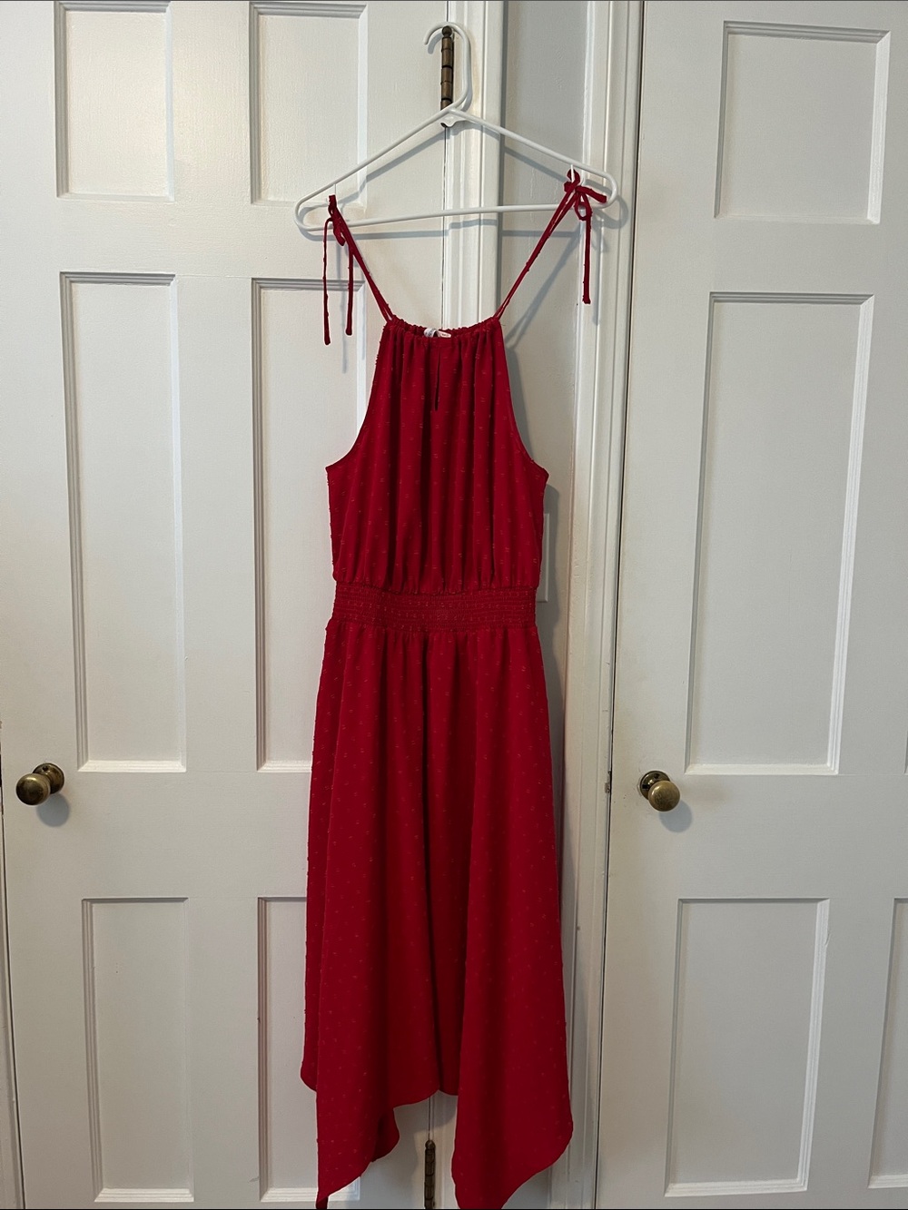 Red Midi Dress with Tie Straps